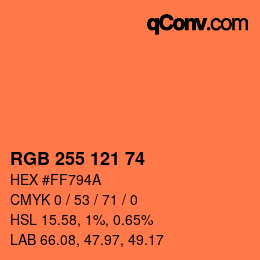 カラーコード: RGB 255 121 74 | qconv.com