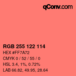 Color code: RGB 255 122 114 | qconv.com