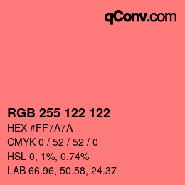 Color code: RGB 255 122 122 | qconv.com