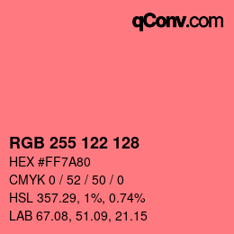 Color code: RGB 255 122 128 | qconv.com