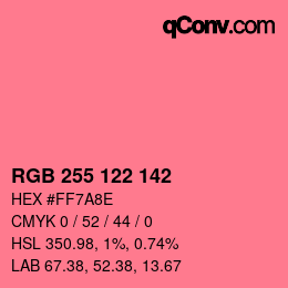 Color code: RGB 255 122 142 | qconv.com