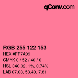 Color code: RGB 255 122 153 | qconv.com