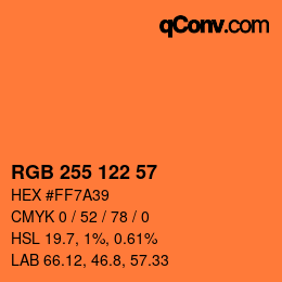 颜色代码: RGB 255 122 57 | qconv.com