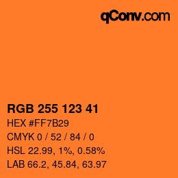 Color code: RGB 255 123 41 | qconv.com