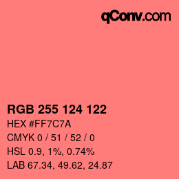 Color code: RGB 255 124 122 | qconv.com