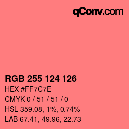 Color code: RGB 255 124 126 | qconv.com