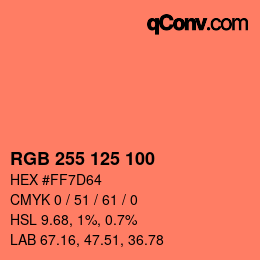 カラーコード: RGB 255 125 100 | qconv.com