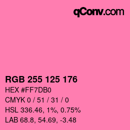 Código de color: RGB 255 125 176 | qconv.com
