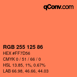 Color code: RGB 255 125 86 | qconv.com