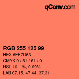 颜色代码: RGB 255 125 99 | qconv.com