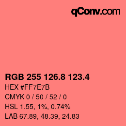 カラーコード: RGB 255 126.8 123.4 | qconv.com