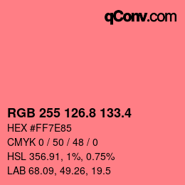カラーコード: RGB 255 126.8 133.4 | qconv.com