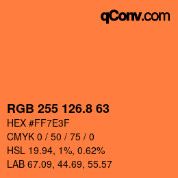 Color code: RGB 255 126.8 63 | qconv.com