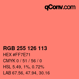 カラーコード: RGB 255 126 113 | qconv.com