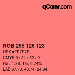 Color code: RGB 255 126 123 | qconv.com