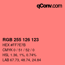 Color code: RGB 255 126 123 | qconv.com