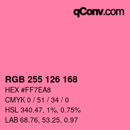 Color code: RGB 255 126 168 | qconv.com