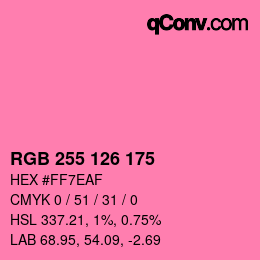 Color code: RGB 255 126 175 | qconv.com