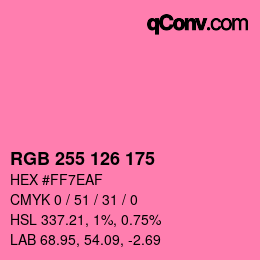 Color code: RGB 255 126 175 | qconv.com