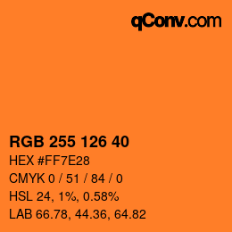 Color code: RGB 255 126 40 | qconv.com