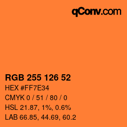 Code couleur: RGB 255 126 52 | qconv.com