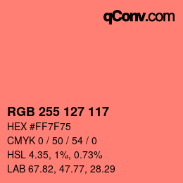 Color code: RGB 255 127 117 | qconv.com