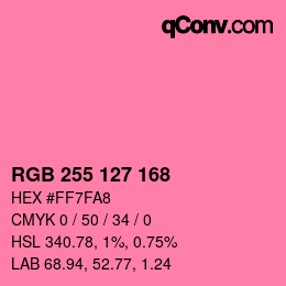Color code: RGB 255 127 168 | qconv.com