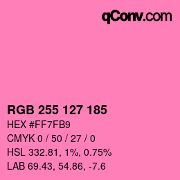 Color code: RGB 255 127 185 | qconv.com