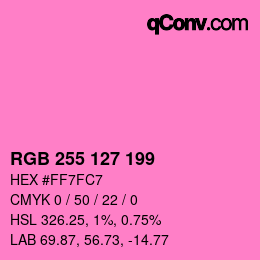 Color code: RGB 255 127 199 | qconv.com