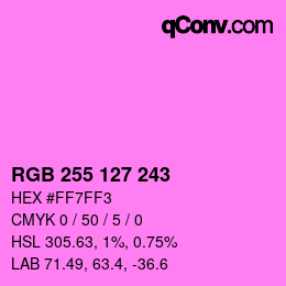 Color code: RGB 255 127 243 | qconv.com
