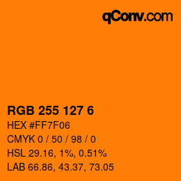 Color code: RGB 255 127 6 | qconv.com