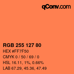 カラーコード: RGB 255 127 80 | qconv.com