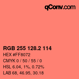 カラーコード: RGB 255 128.2 114 | qconv.com