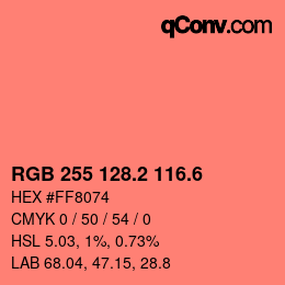 カラーコード: RGB 255 128.2 116.6 | qconv.com