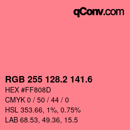 カラーコード: RGB 255 128.2 141.6 | qconv.com