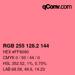 カラーコード: RGB 255 128.2 144 | qconv.com