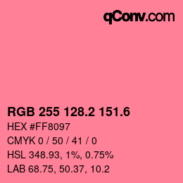 カラーコード: RGB 255 128.2 151.6 | qconv.com
