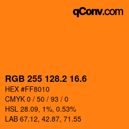 カラーコード: RGB 255 128.2 16.6 | qconv.com