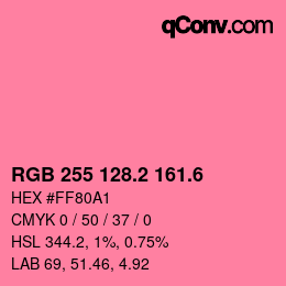 カラーコード: RGB 255 128.2 161.6 | qconv.com