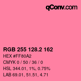 カラーコード: RGB 255 128.2 162 | qconv.com