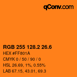 カラーコード: RGB 255 128.2 26.6 | qconv.com