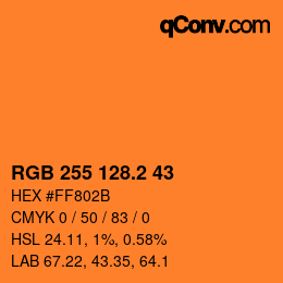 Color code: RGB 255 128.2 43 | qconv.com