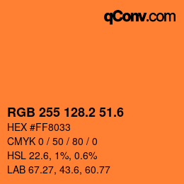 カラーコード: RGB 255 128.2 51.6 | qconv.com