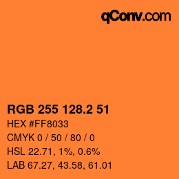 Color code: RGB 255 128.2 51 | qconv.com