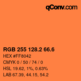 カラーコード: RGB 255 128.2 66.6 | qconv.com