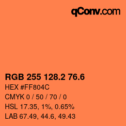 カラーコード: RGB 255 128.2 76.6 | qconv.com