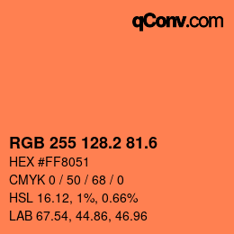 カラーコード: RGB 255 128.2 81.6 | qconv.com