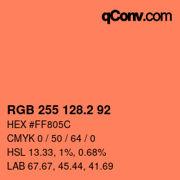 カラーコード: RGB 255 128.2 92 | qconv.com