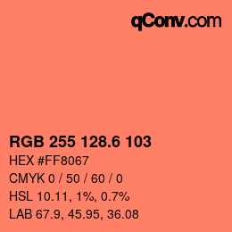 カラーコード: RGB 255 128.6 103 | qconv.com
