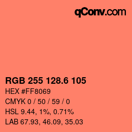 カラーコード: RGB 255 128.6 105 | qconv.com